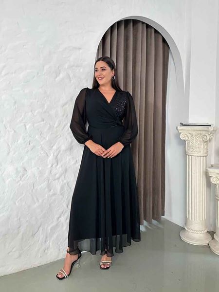 Picture of CURVY GIRL CHIFFON ELEGANT DRESS